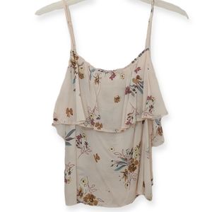 Lovestitch Women's Size Medium Blouse Top Cami Spaghetti Strap Ruffle Camisole